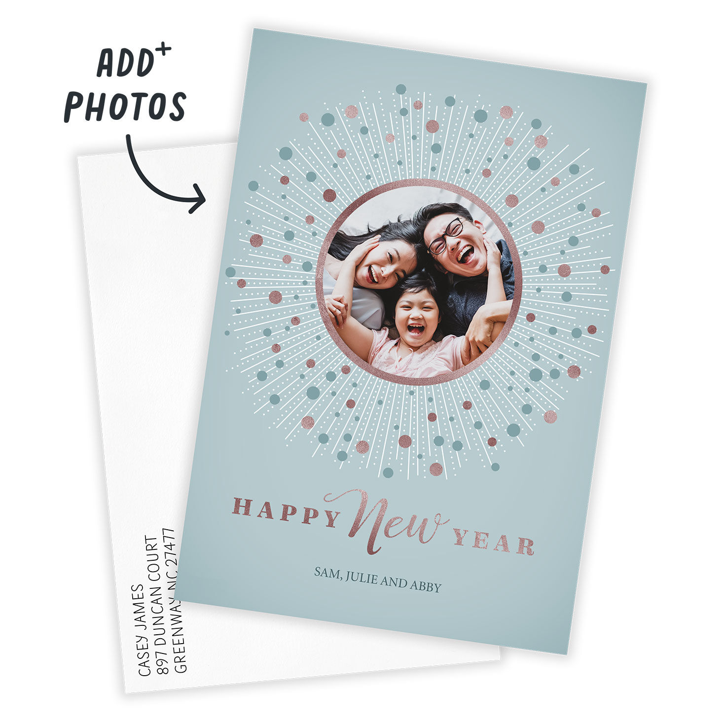 Elegant Burst Flat New Year Photo Card, , large image number 2