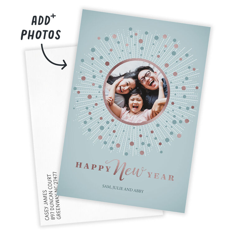 Elegant Burst Flat New Year Photo Card, , large image number 2