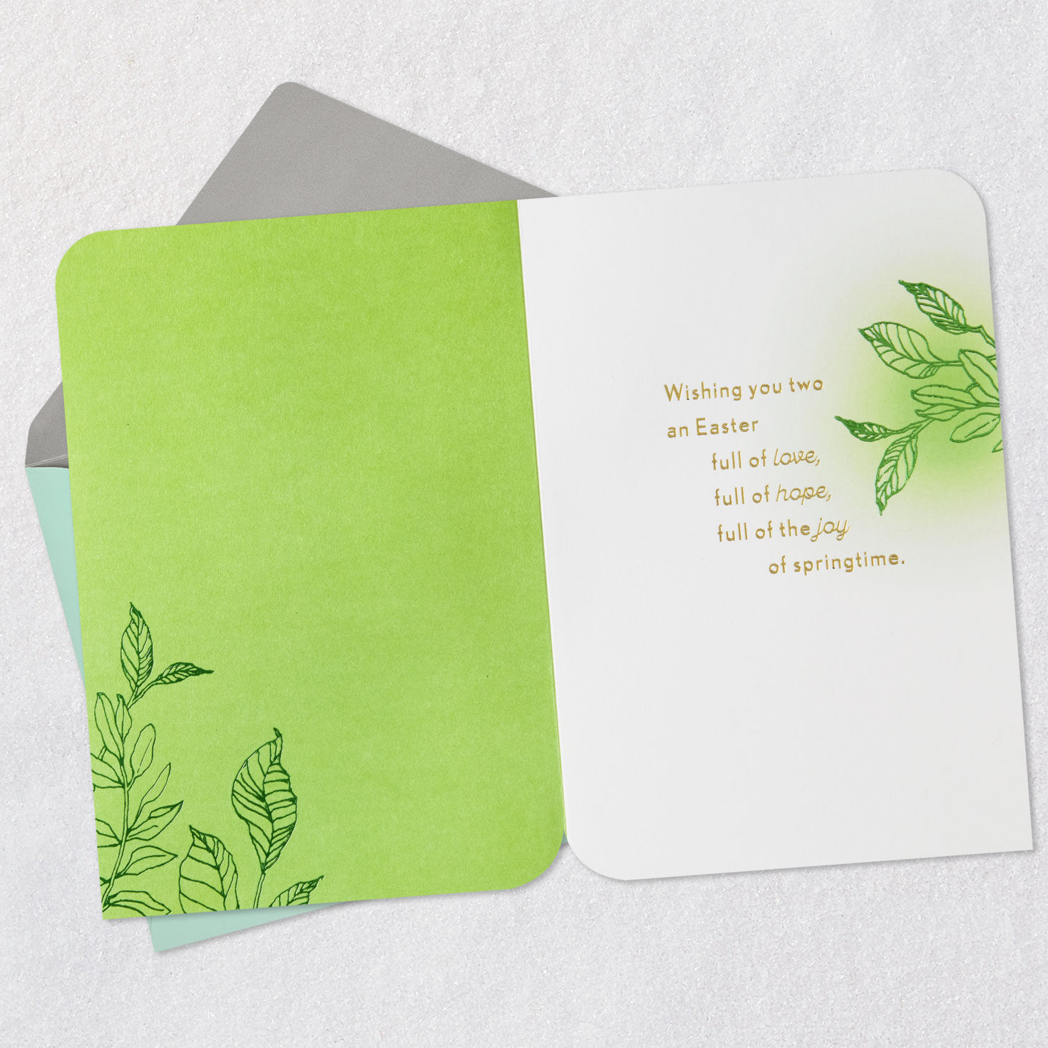 Robins in Birdhouse Easter Card for Son and Daughter-in-Law Open card with envelope image number 3