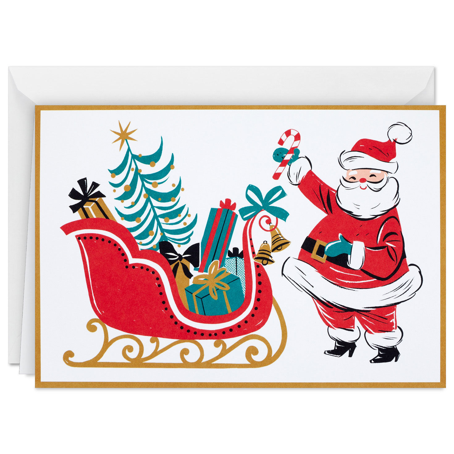 Retro Santa Boxed Christmas Cards card front with envelope image number 2