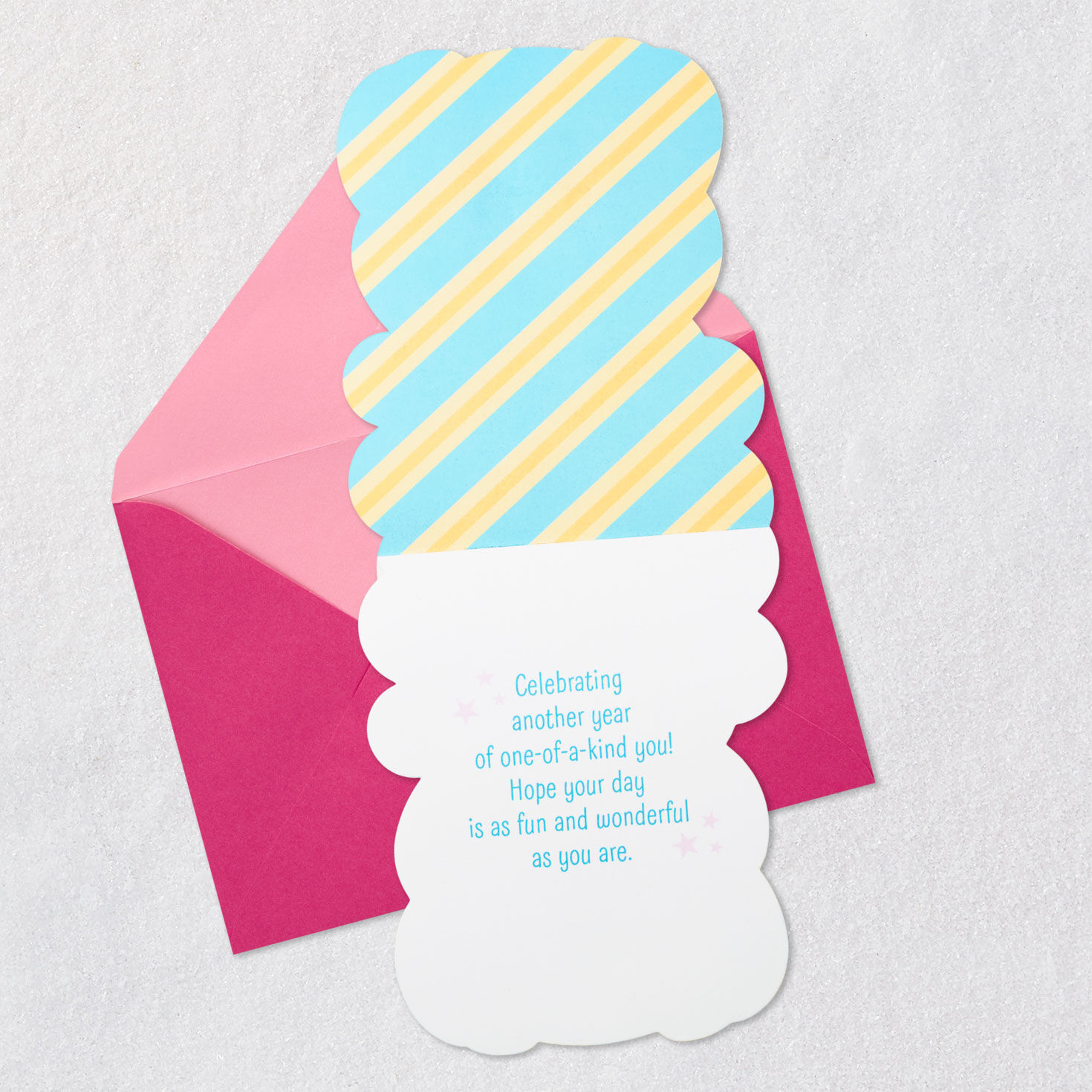 Pink and Blue Panda Kids Birthday Card Open card with envelope image number 3