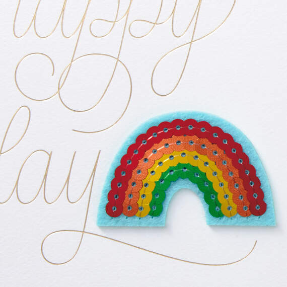 Happy Day Sequin Rainbow Birthday Card, , large image number 4