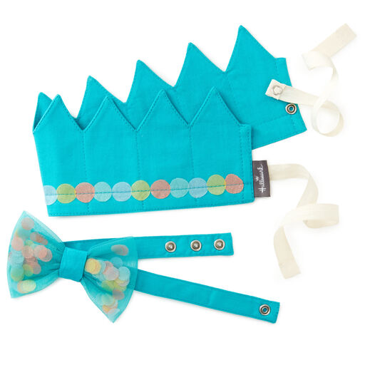 Blue Birthday Crown and Bowtie, Set of 2, 