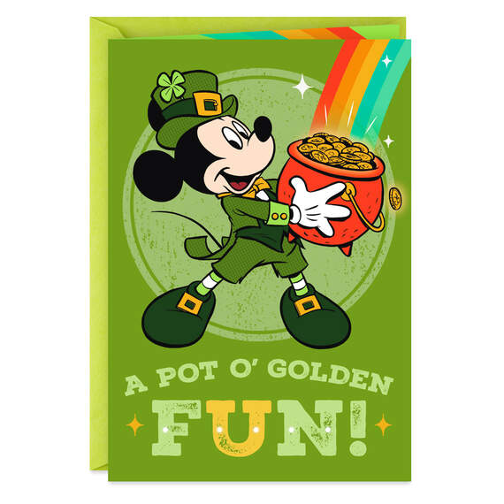 Disney Mickey Mouse Pot of Golden Fun St. Patrick's Day Card, , large image number 1