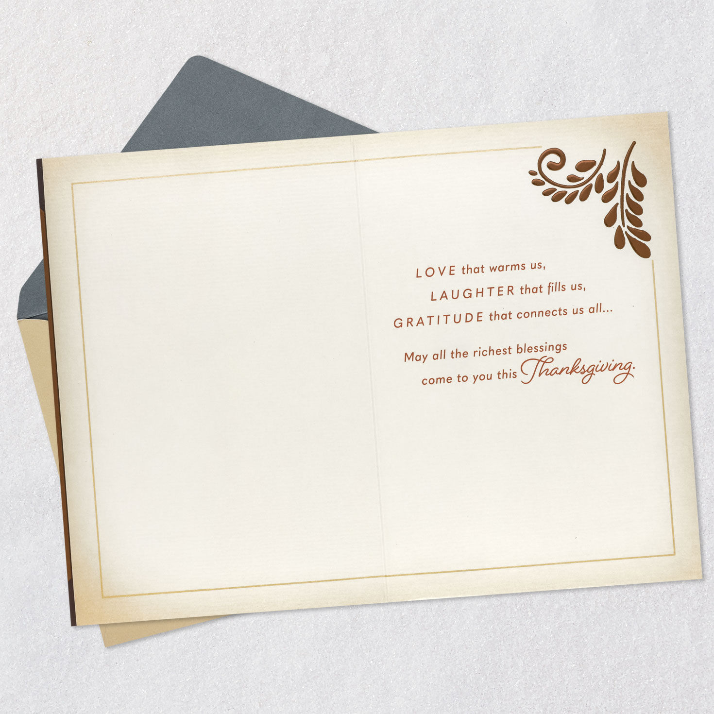 Cornucopia Thanksgiving Card Open card with envelope image number 3