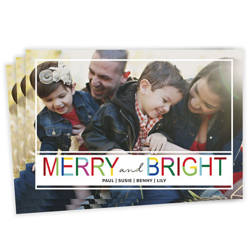 Merry and Bright Flat Christmas Photo Card, 