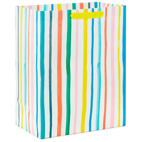 13" Pastel Rainbow Stripes Large Gift Bag, , large