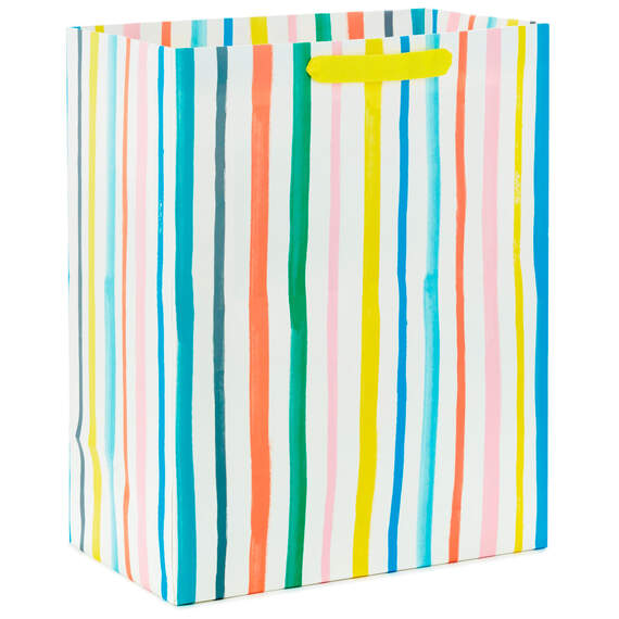 13" Pastel Rainbow Stripes Large Gift Bag, , large image number 1