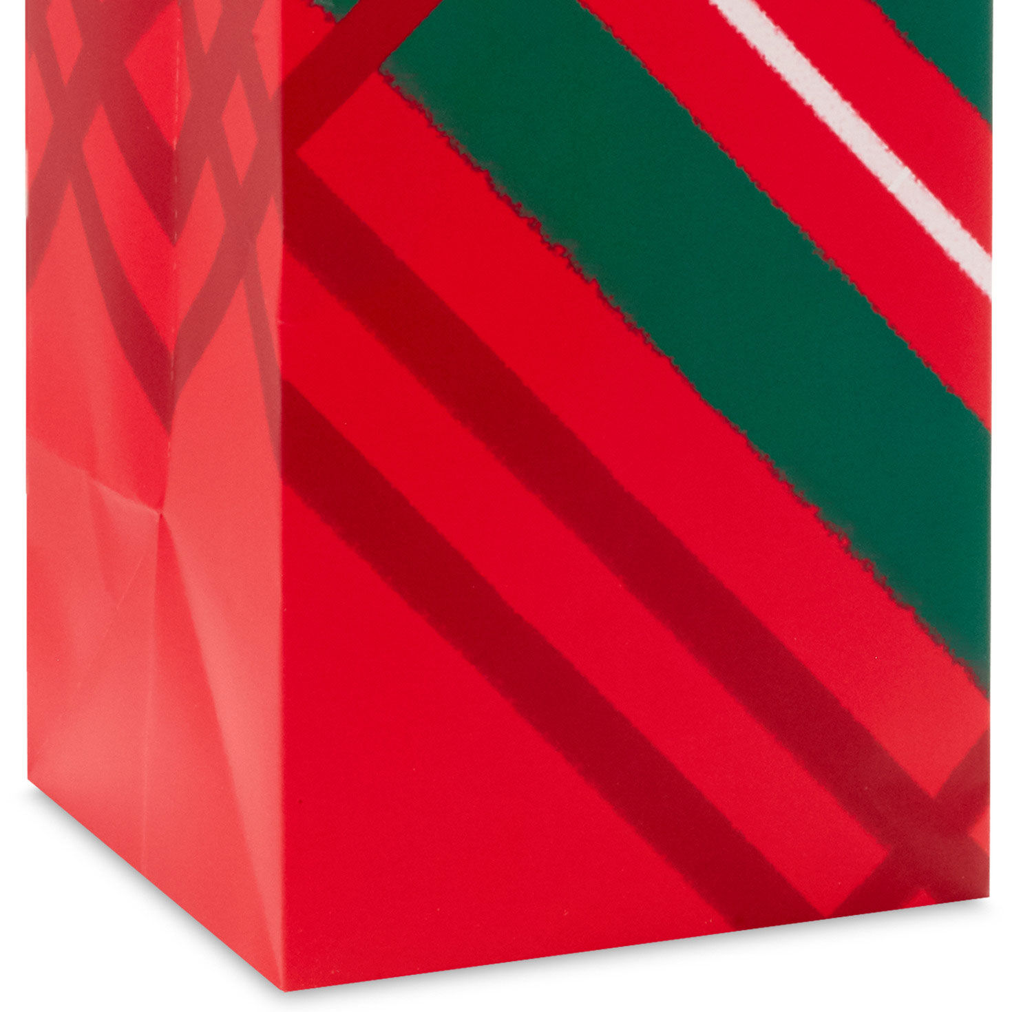 Red and Green Plaid Christmas Large Wine Bag With Tag Base/Side Detail image number 5