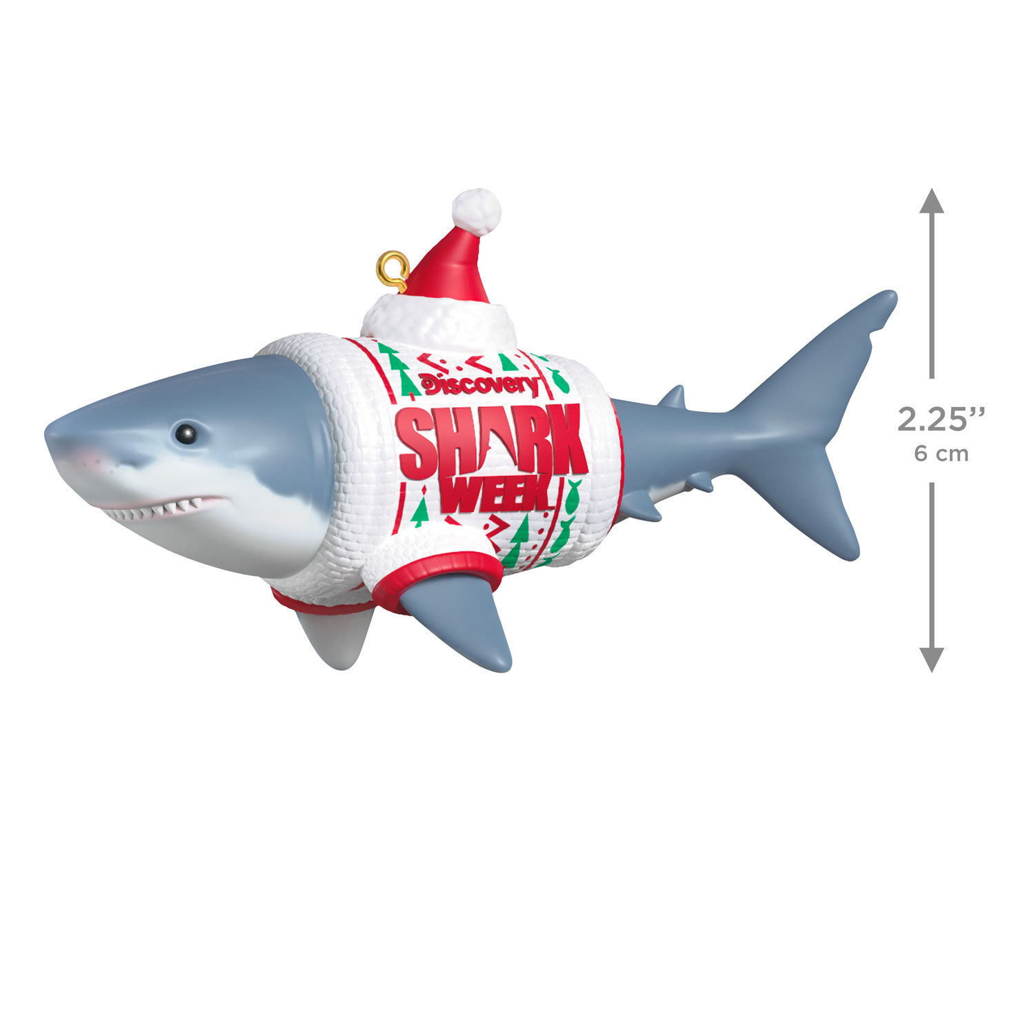 Shark Week Shark in Sweater Keepsake Ornament measurement image number 3