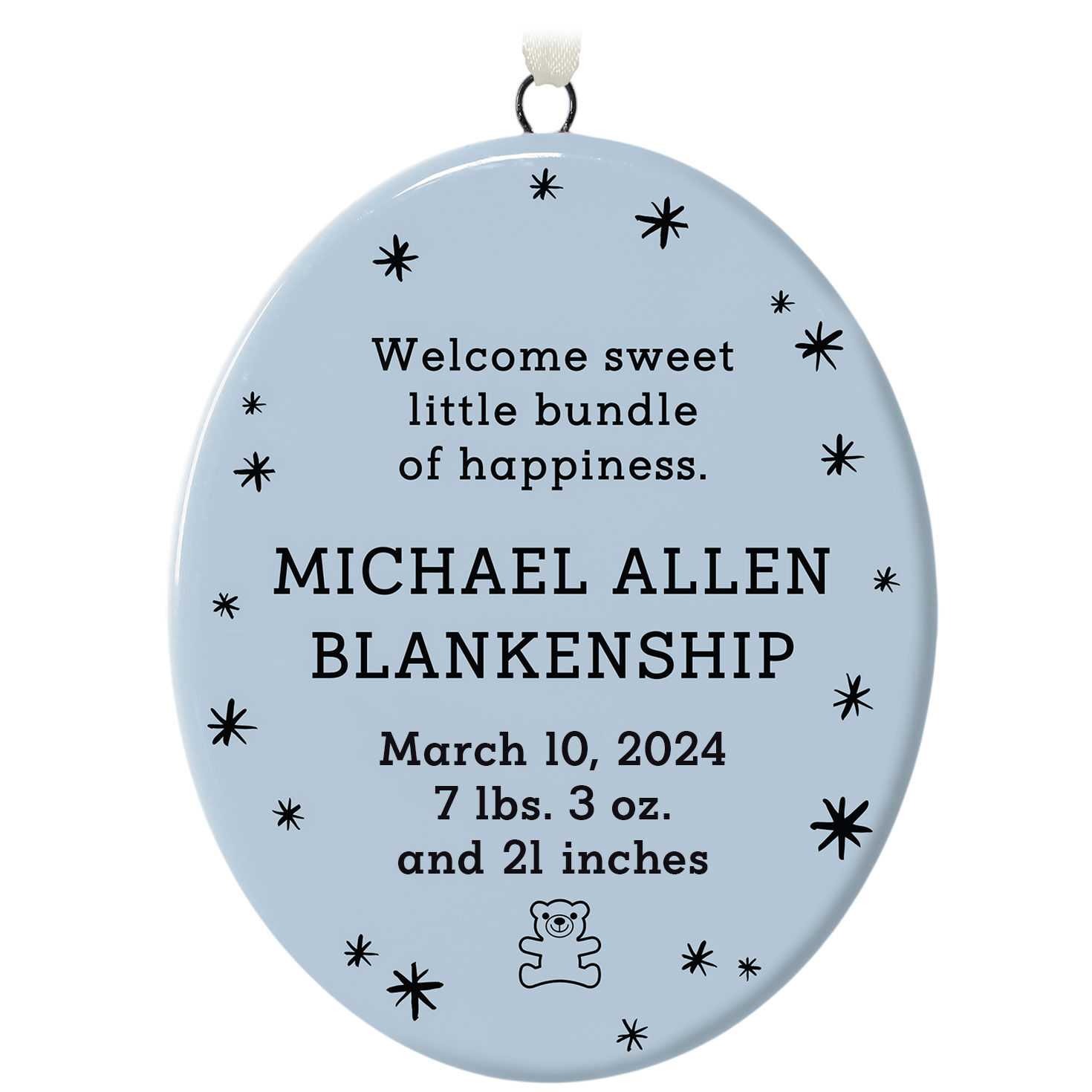 Ceramic Personalized Ornament—Vertical Oval