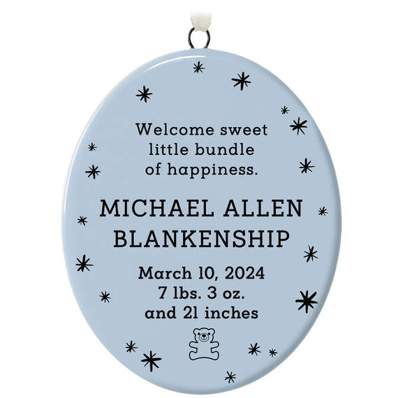 Ceramic Personalized Ornament—Vertical Oval, , large image number 1