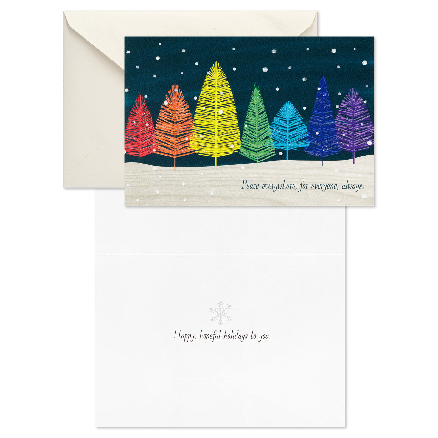 Colorful Trees Peace Everywhere Boxed Holiday Cards, Pack of 16, , large image number 3