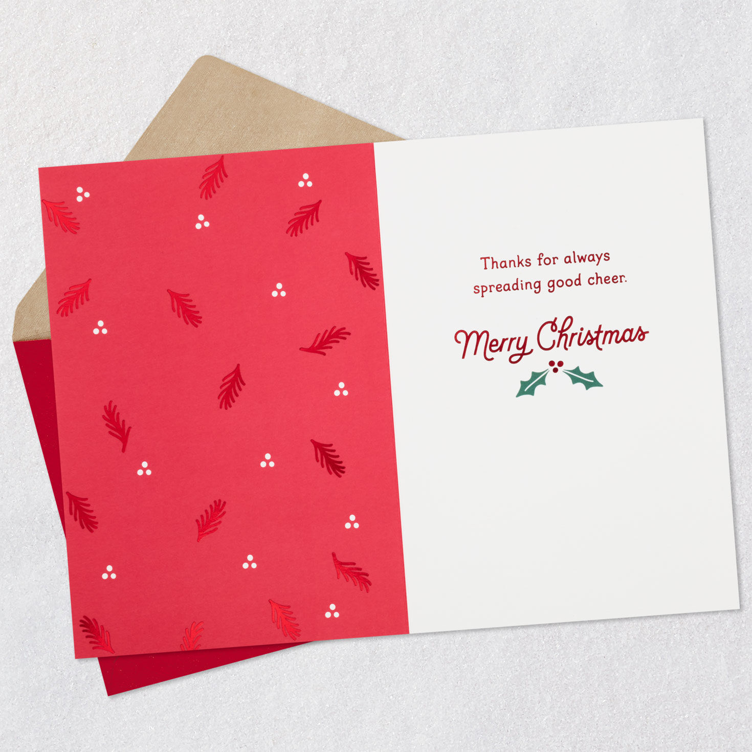 Red Candy Cane Holly Funny Christmas Card Open card with envelope image number 3