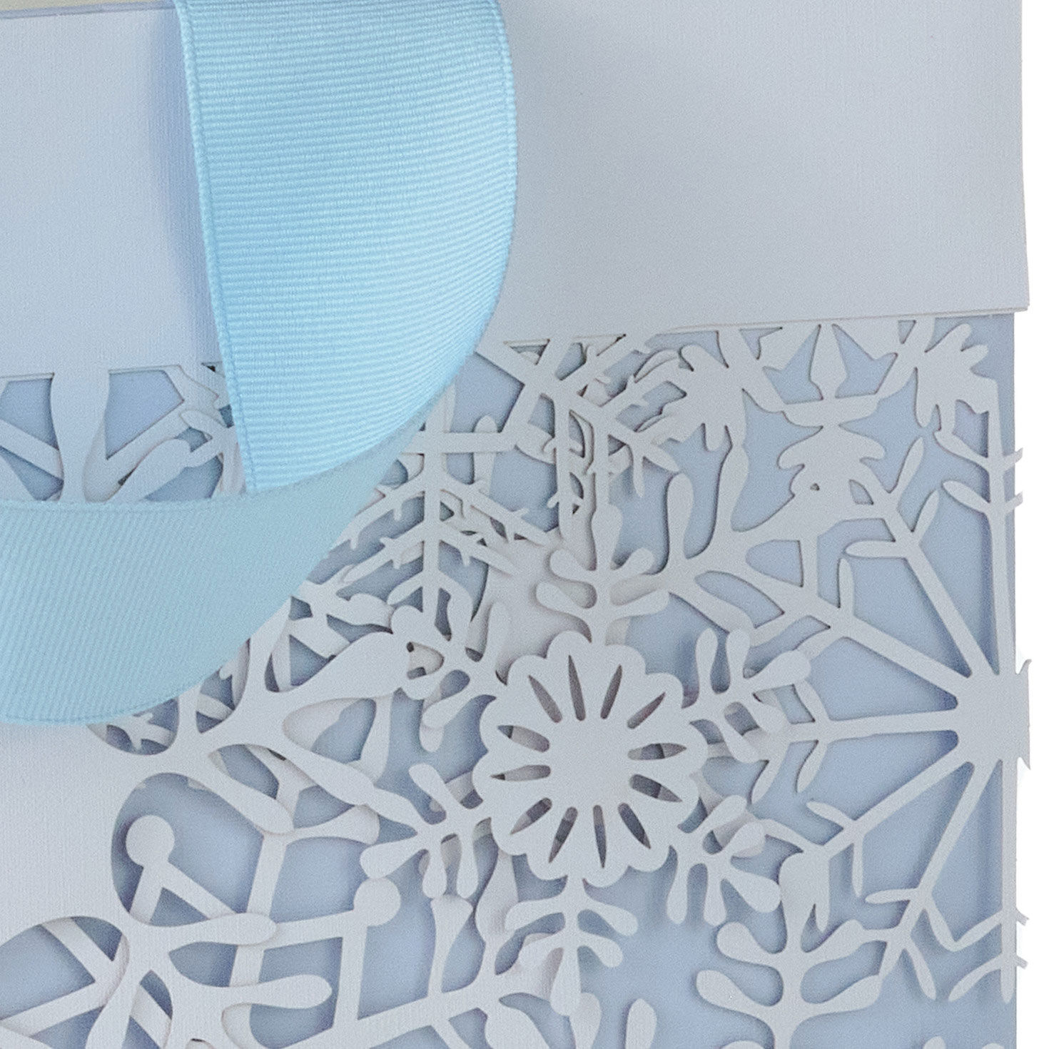 White Snowflakes Square Holiday Gift Bag with Tissue upclose view image number 4