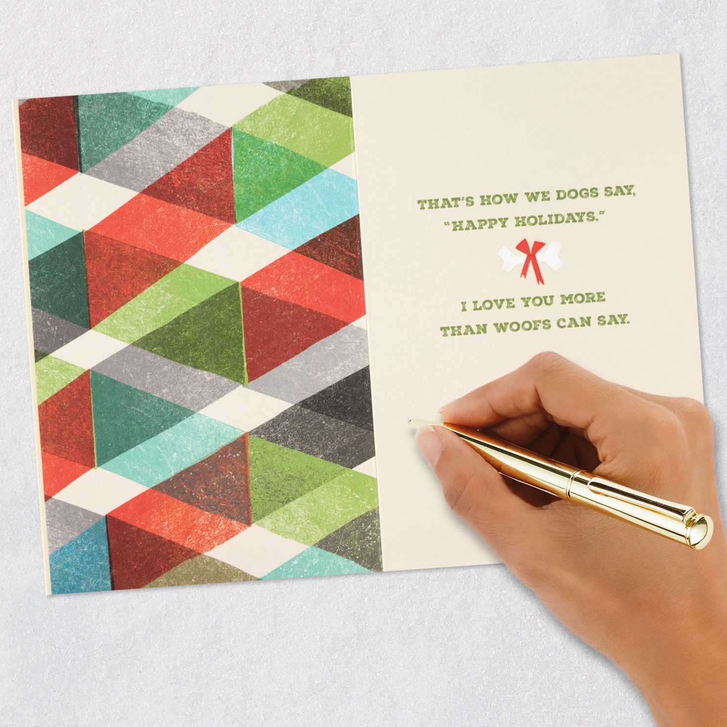 Dog With Plaid Scarf Holiday Card From the Dog Signing card image number 7