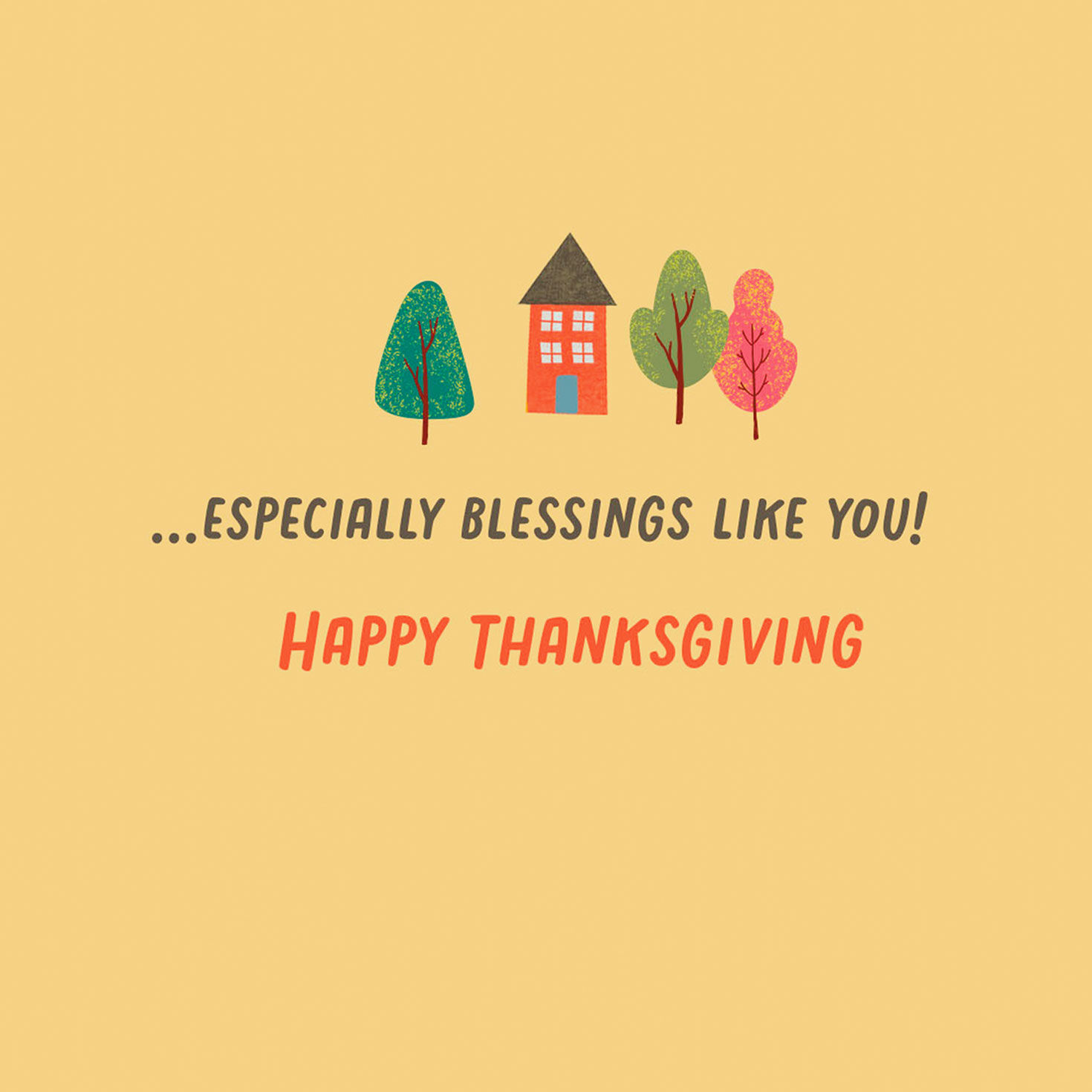 Colorful Folk Art Autumn Village Thanksgiving Card Sentiment image number 2