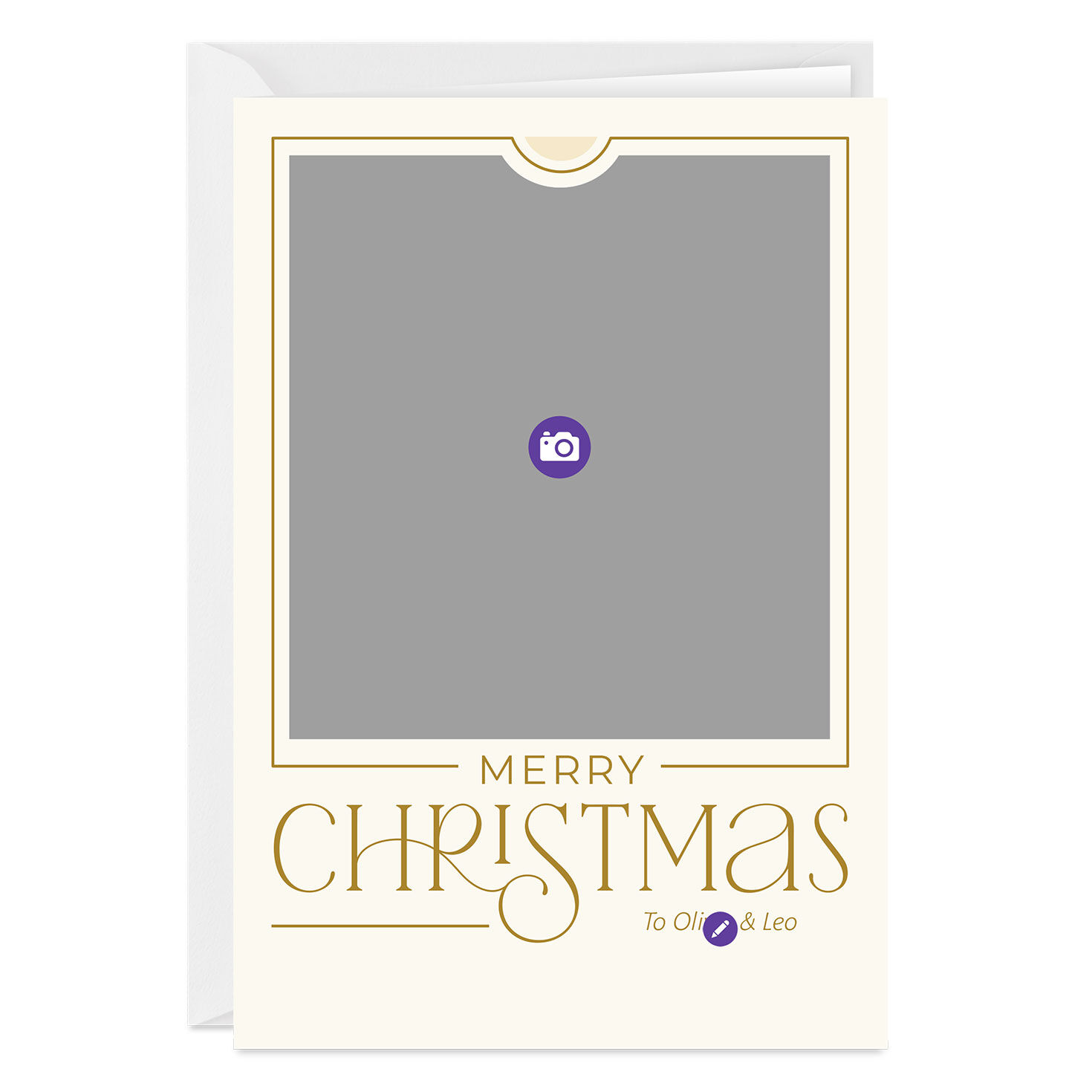 Simple Gold Border Custom Christmas Card, , large image number 3