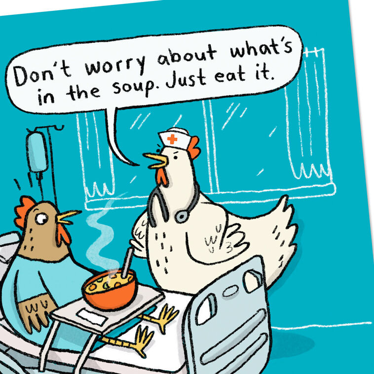 Chicken Soup Funny Get Well Soon Card Card Front Detail image number 4