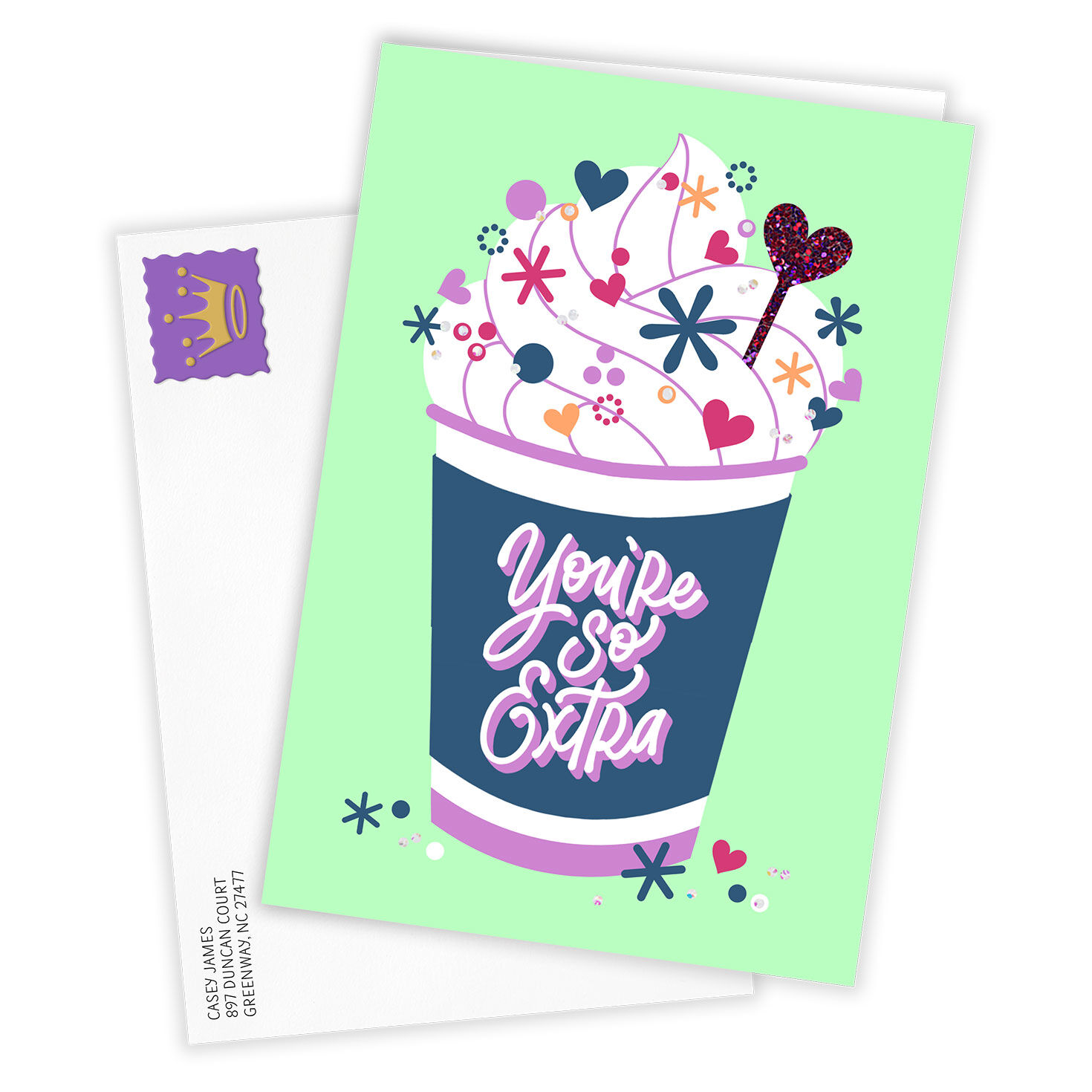Decorated Coffee Personalized Birthday Card Card Front with Envelope image number 2