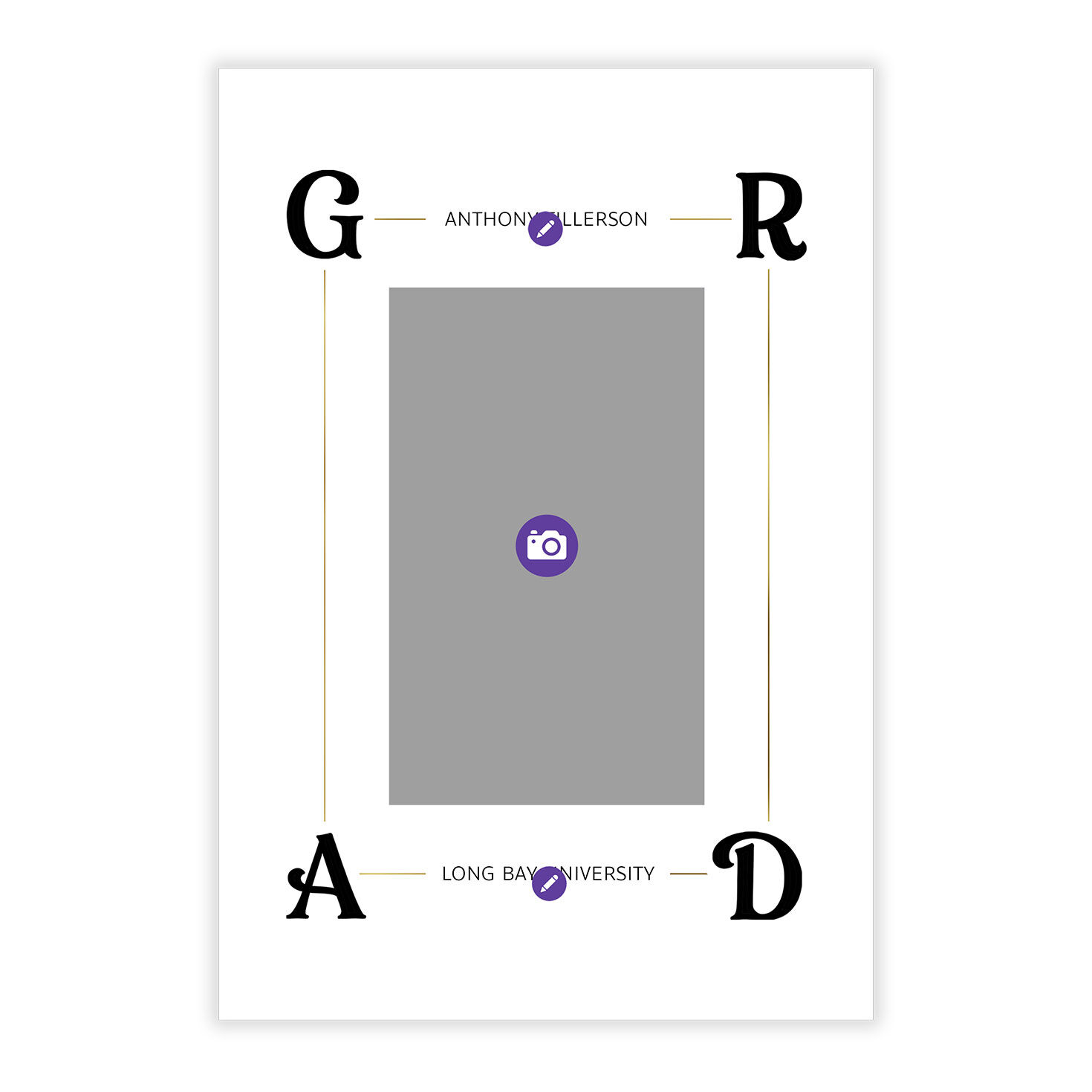G-R-A-D in Corners Personalized Grad Announcement Card Front indicating personalization image number 5