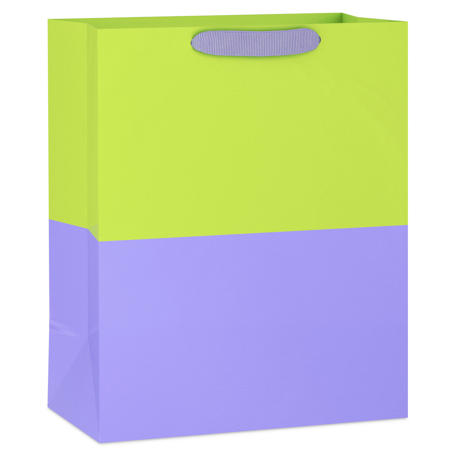 13" Citrus Green and Lavender Color Block Large Gift Bag
