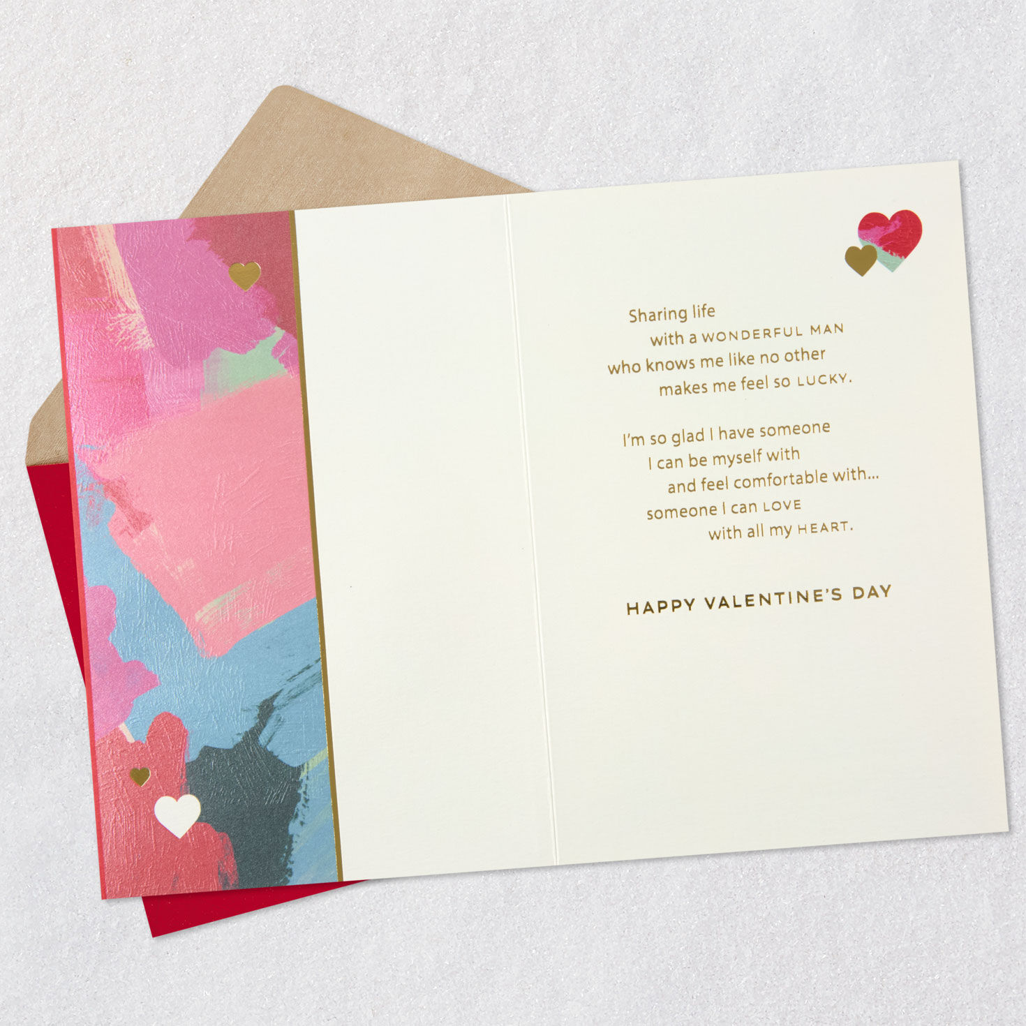 Intertwined Hearts Valentines Day Card for Husband Open card with envelope image number 3