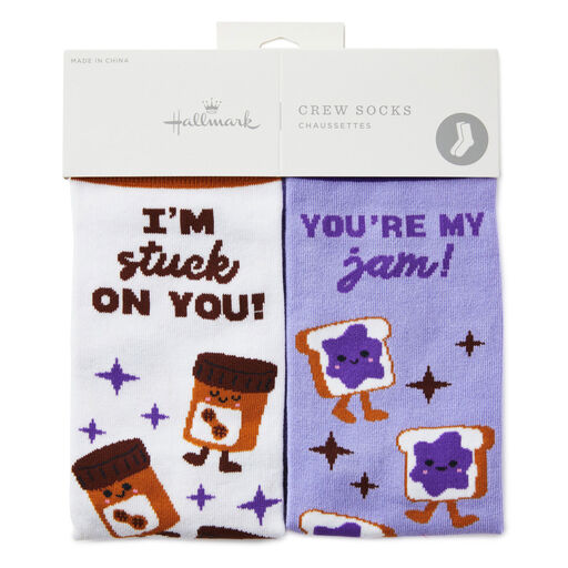 Peanut Butter and Jelly Better Together Funny Crew Socks, 