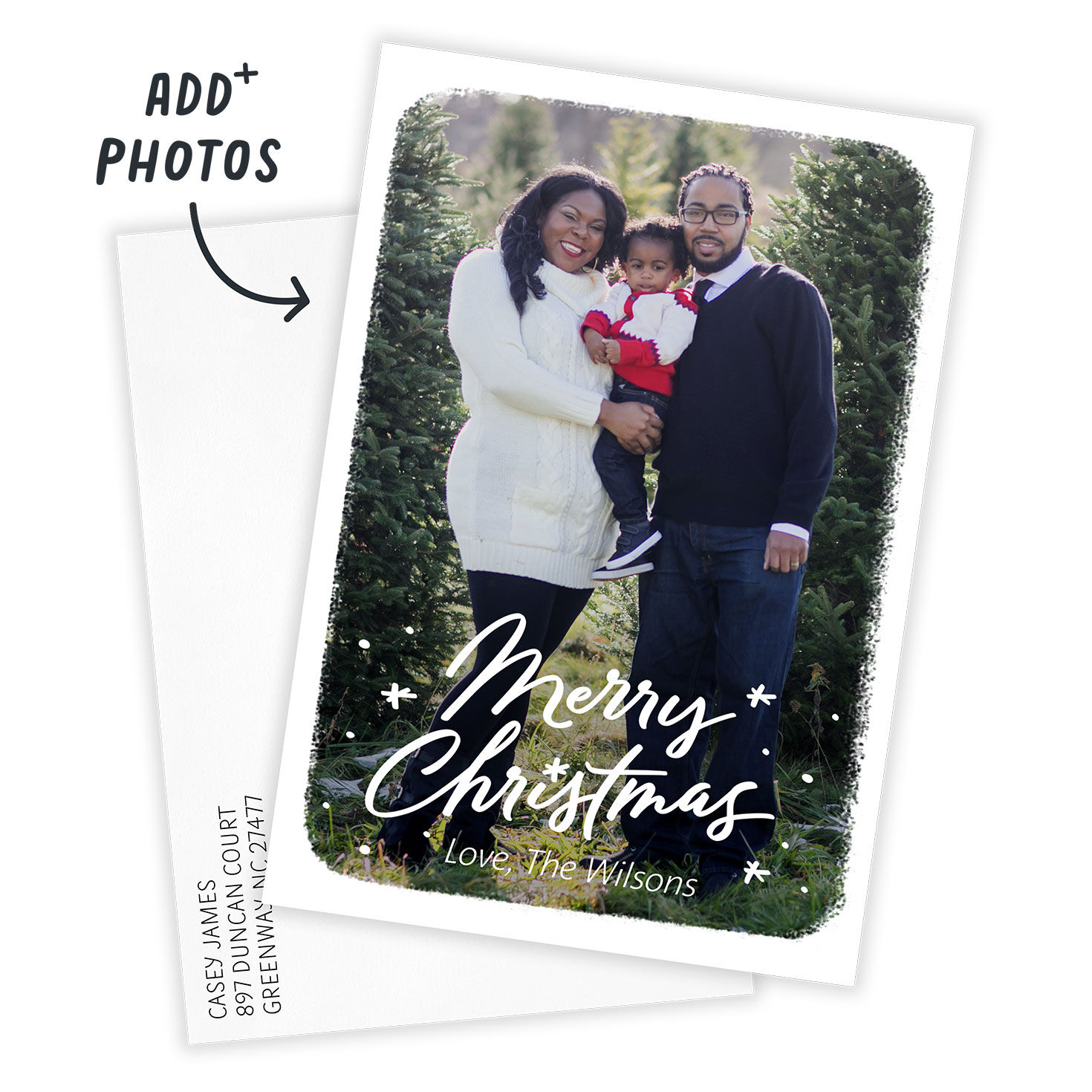 White Frame Merry Flat Christmas Photo Card, , large image number 3