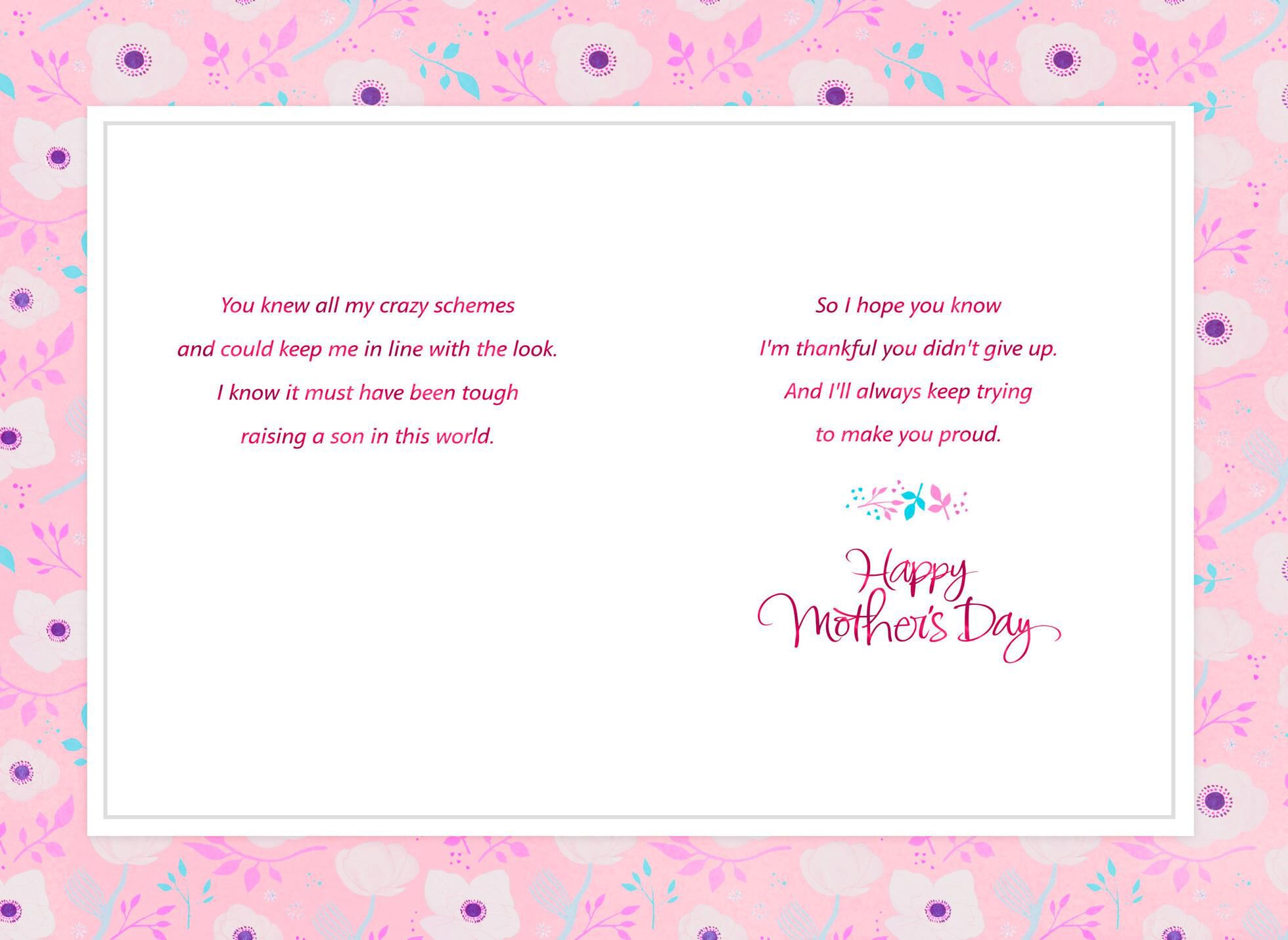 You Never Gave Up Mother's Day Card From Son