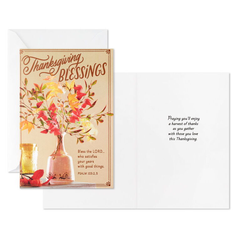 Fall Foliage Bouquet Religious Thanksgiving Cards, Pack of 6, , large image number 2