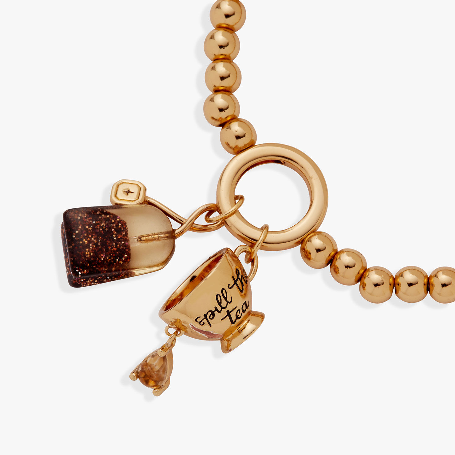 Alex And Ani 'Spill the Tea' Cup & Tea Bag Stretch Bracelet upclose view image number 2