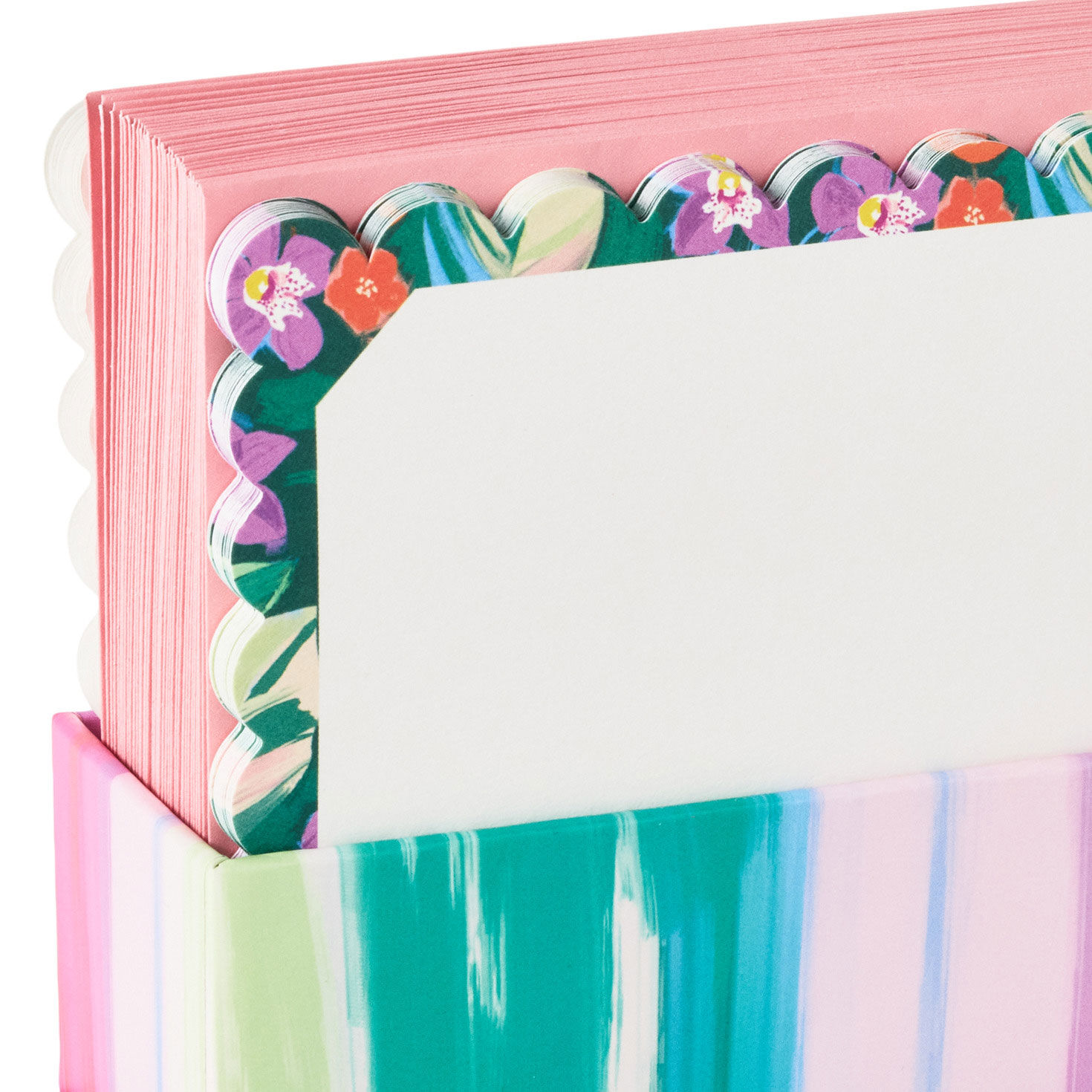 Floral and Hello Bow Flat Note Cards in Caddy upclose view image number 4