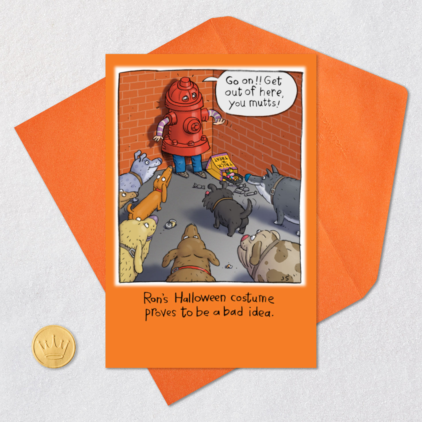 Fire Hydrant Costume and Dogs Funny Halloween Card, , large image number 5