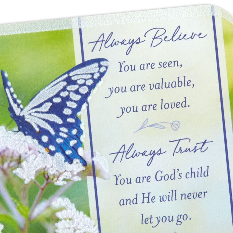 Butterfly and Flowers Religious Encouragement Card Card Front Detail image number 5