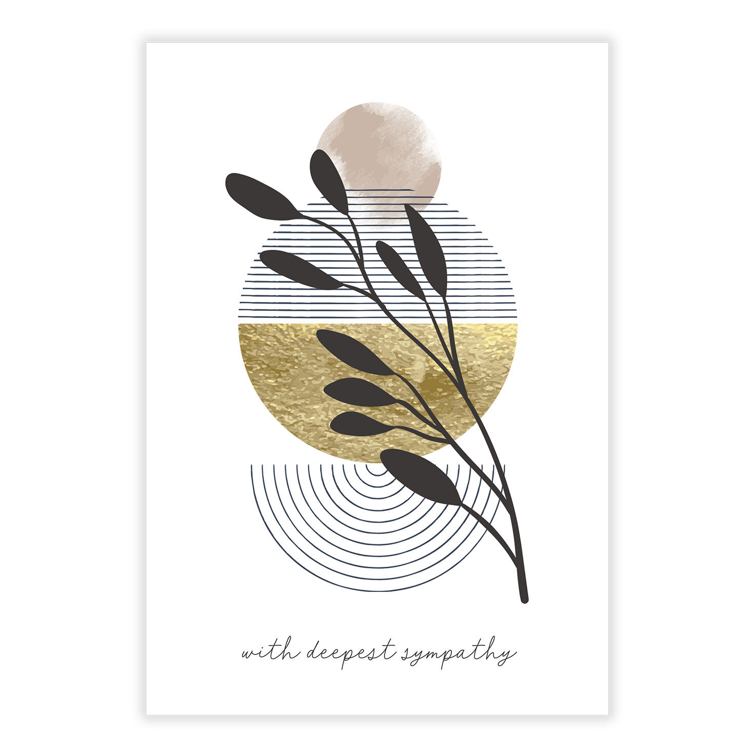 Abstract Wheat and Sun Personalized Sympathy Card front image number 2