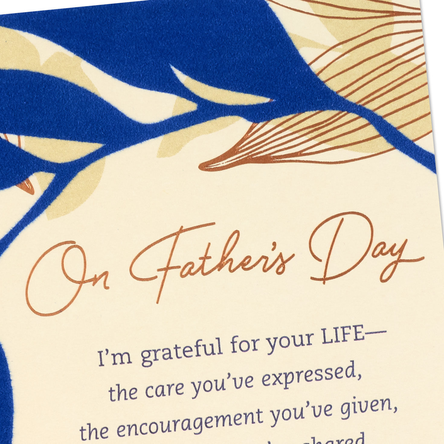Blue and Copper Leaves Religious Father's Day Card Card Front Detail image number 5