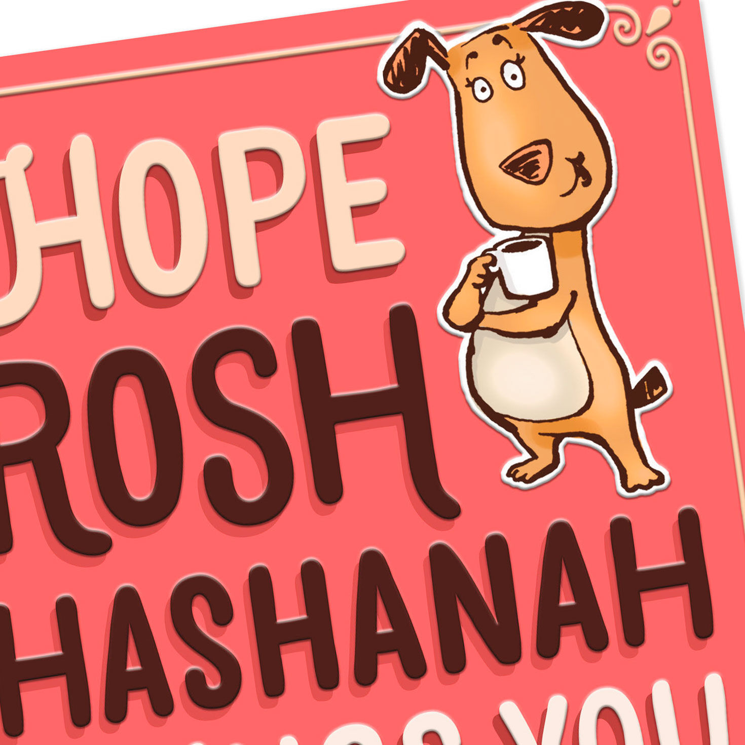 Dog With Coffee Funny Rosh Hashanah Card Card Front Detail image number 5