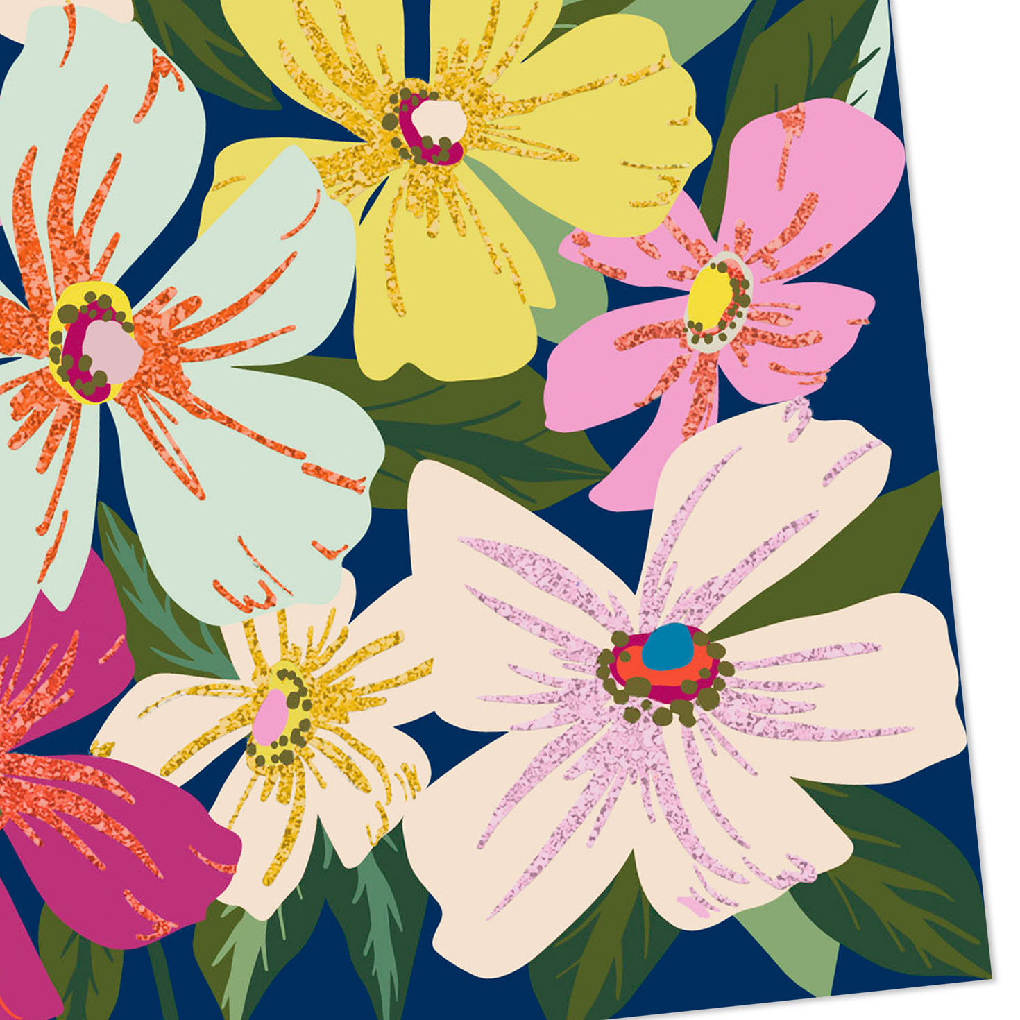 Colorful Flowers on Navy Mom Mother's Day Card Card Front Detail image number 5