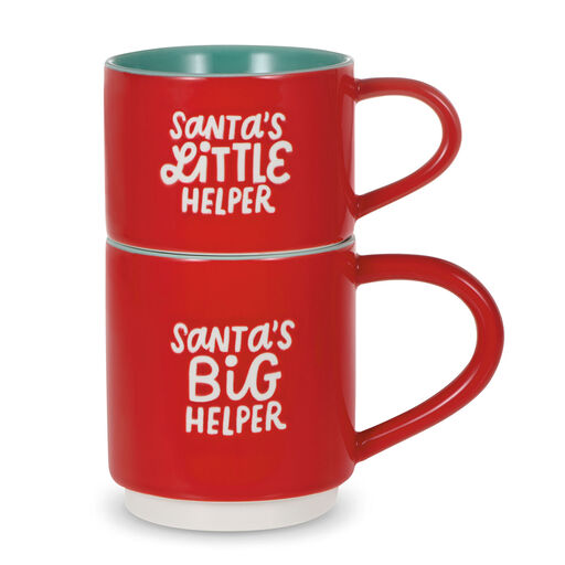 Santa's Helpers Big and Little Stacking Mugs, Set of 2, 