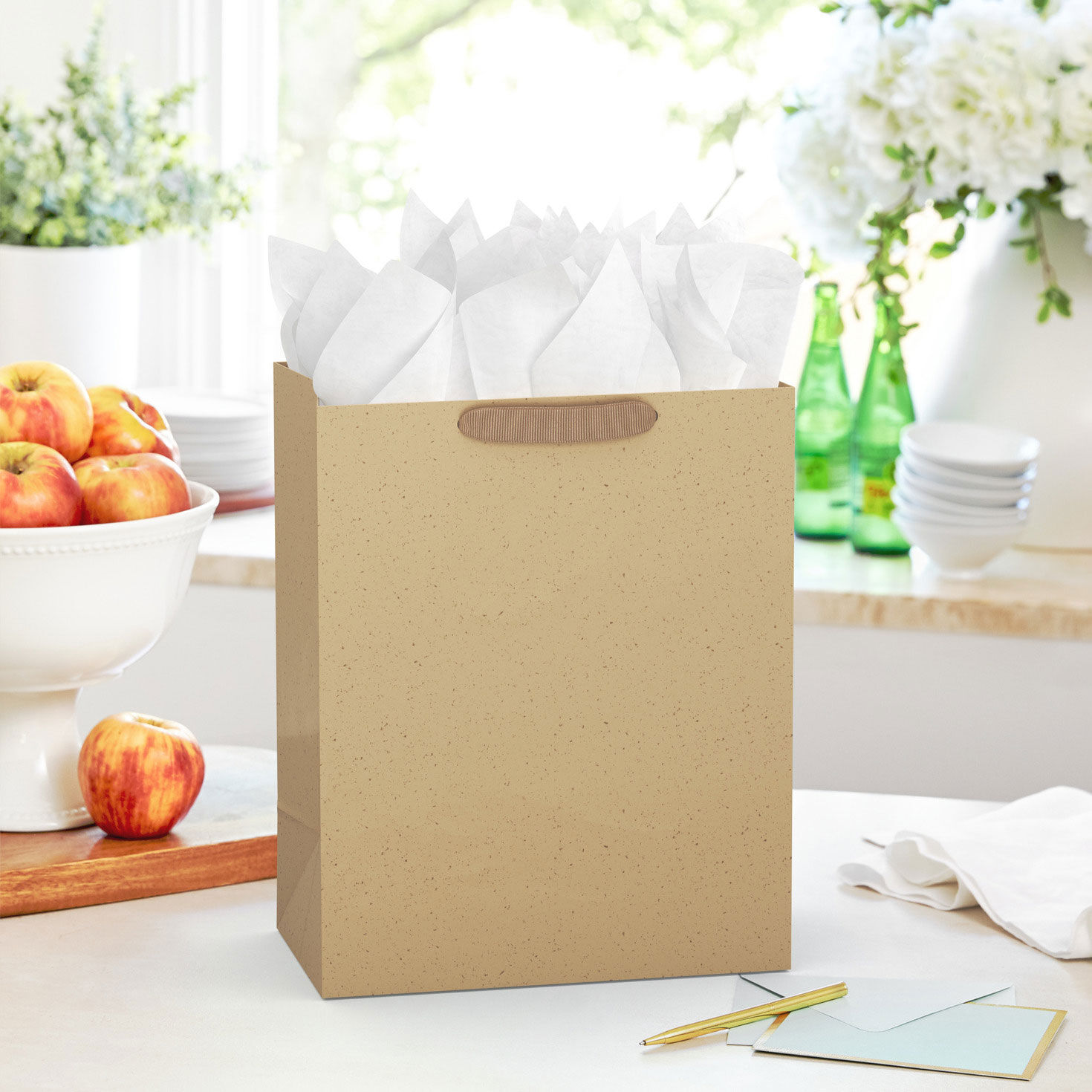 Brown Paper Large Gift Bag for DIY Decorating in use image number 2