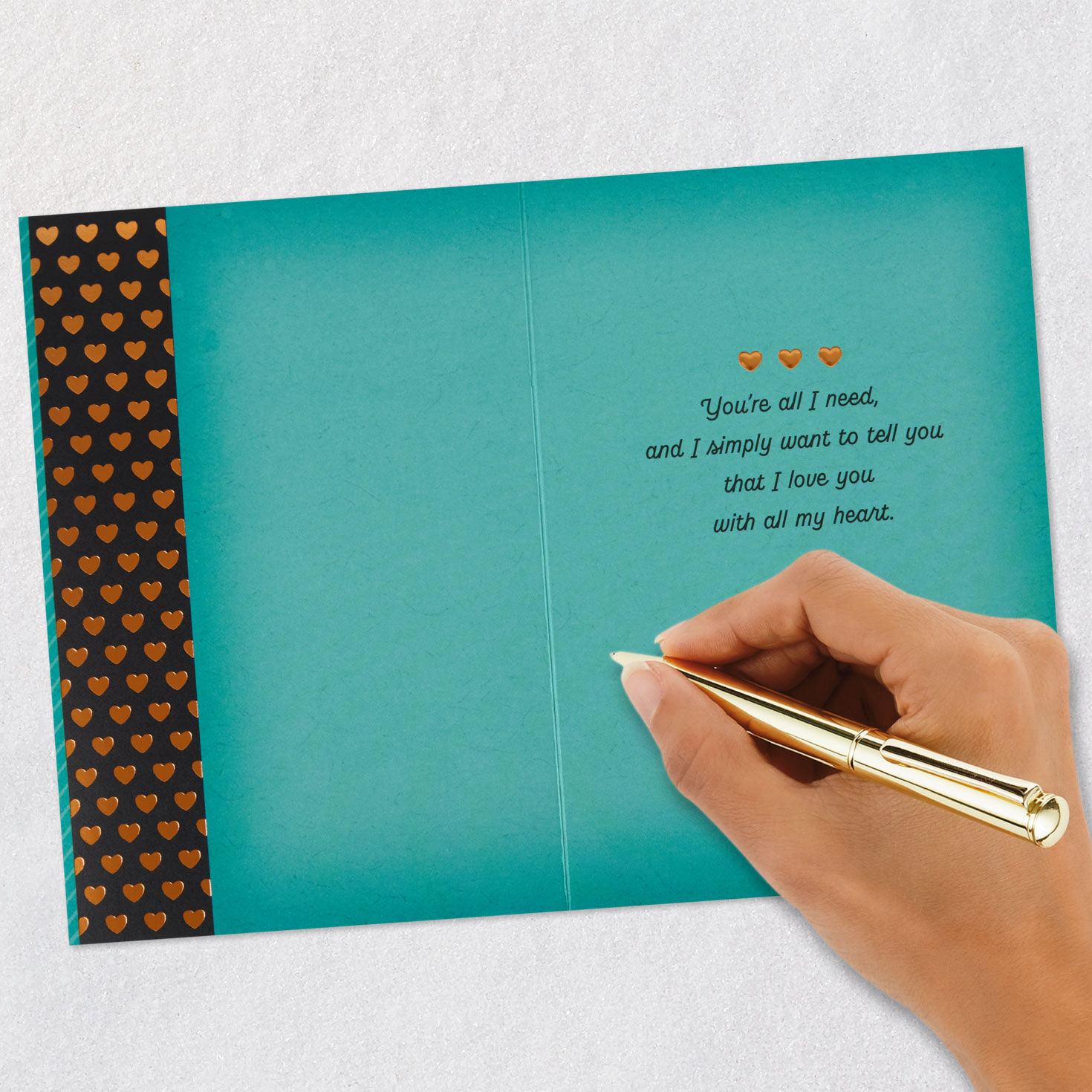 Copper Heart on Blue Romantic Love Card  image number 6