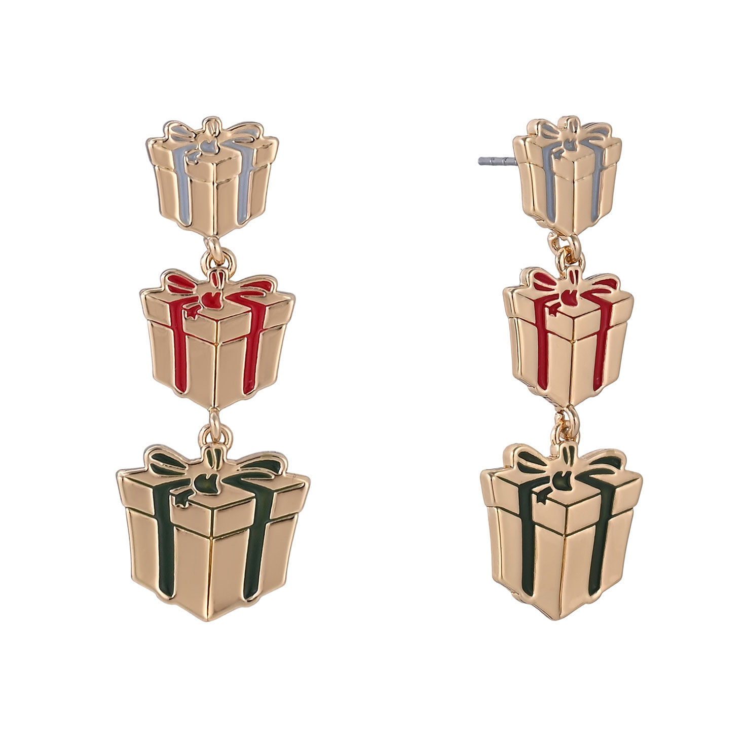 Three-Tier Gift Box Statement Earrings