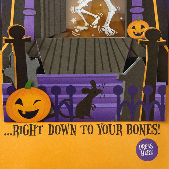 Dancing Skeleton Musical Pop-Up Halloween Card With Light, , large image number 2