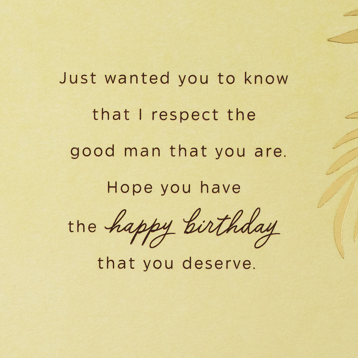 Gold Botanical on Green Birthday Card for Stepdad Sentiment image number 2