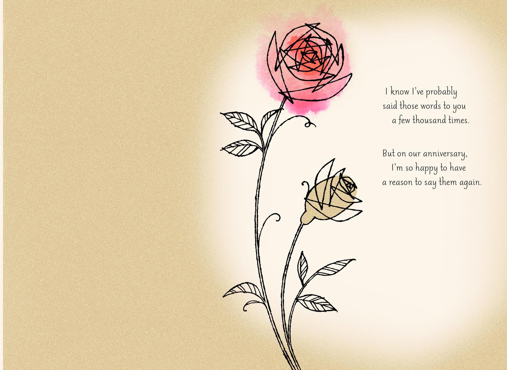 Roses I Love You Anniversary Card