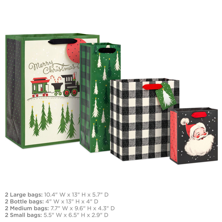 Vintage Christmas 8-Pack Assortment Gift Bag Bundle measurement image number 3