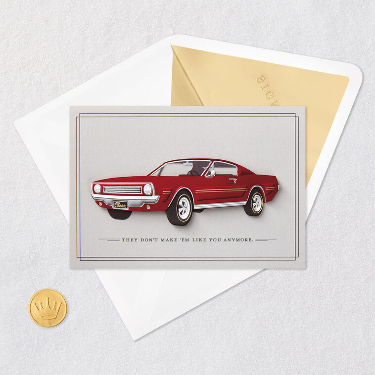 Red Classic Car Birthday Card for Him Card Front with Envelope and Gold Seal image number 5