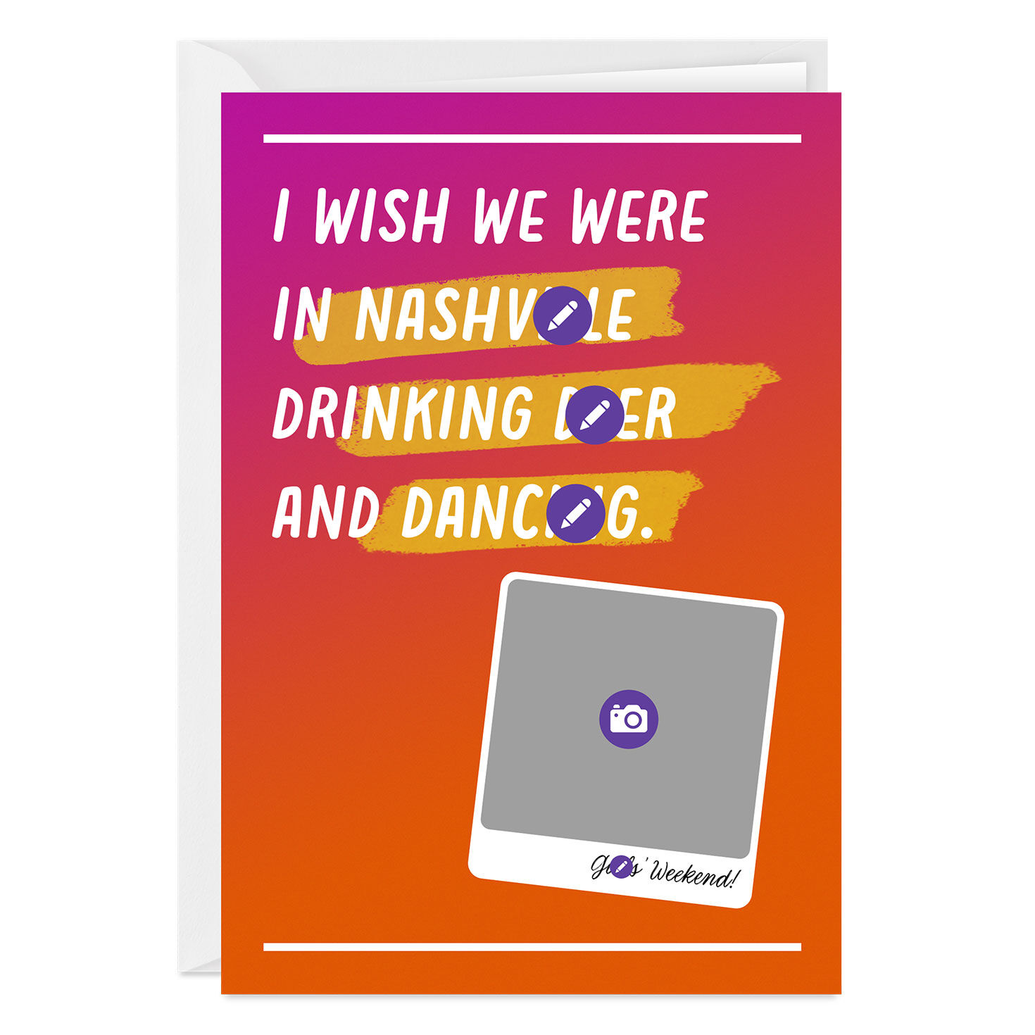 Personalized Wishes on Orange and Pink Blank Photo Card  image number 3