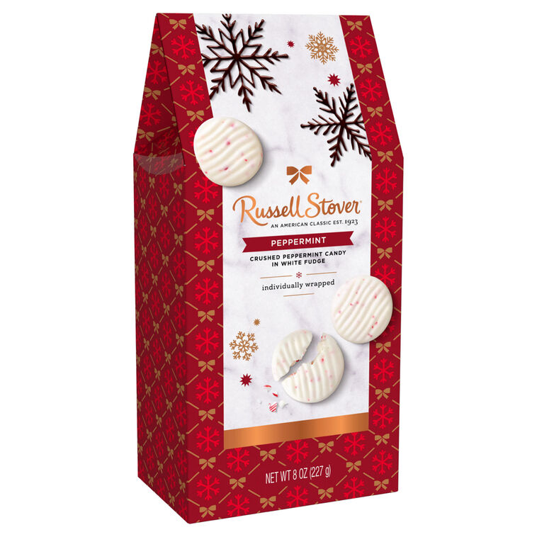 Russell Stover White Fudge Peppermint Candies, 8 oz. Box